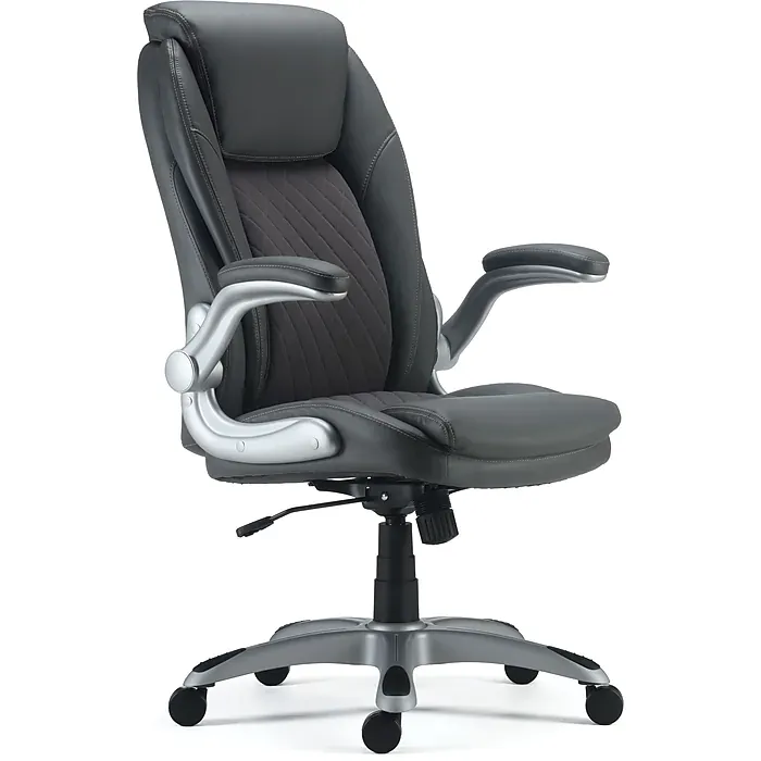 Savalo SOFCH022118G Office Conference Room Chair with Ergonomic Arm Rest, 5 Wheels, in Bonded Gray Leather