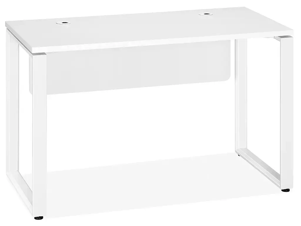 Savalo SDTOD4824W 48 inch Minimalist Modern Office Desk with 2 Cable Grommets, 30 inch Height, Steel Frame, in White